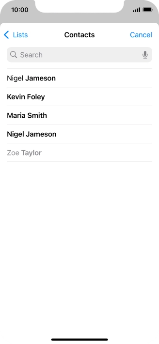Press the required contact.