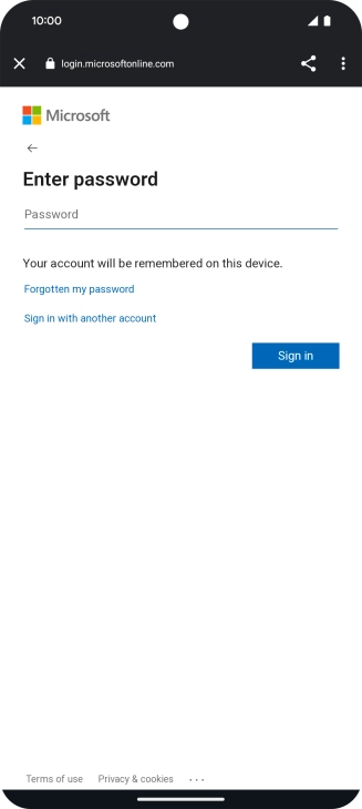 Press Password and key in the password for your email account.