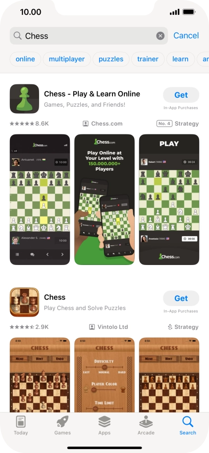 Press the required app.