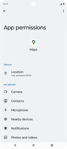 The app activity for the selected app is displayed.