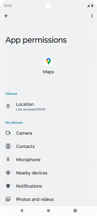 The app activity for the selected app is displayed.