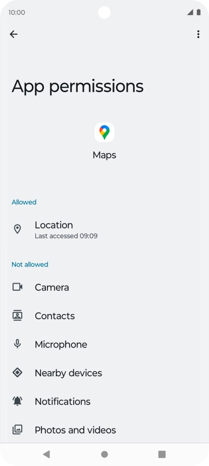 The app activity for the selected app is displayed.