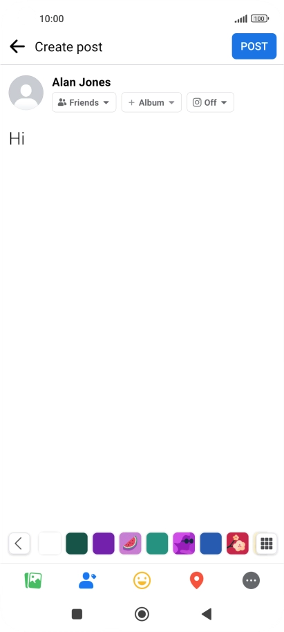 Write the required text and press POST.