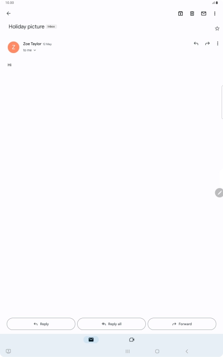 If an application is open on your tablet, such as a Mail, you can also use the functions available here, e.g.: Reply to this email.