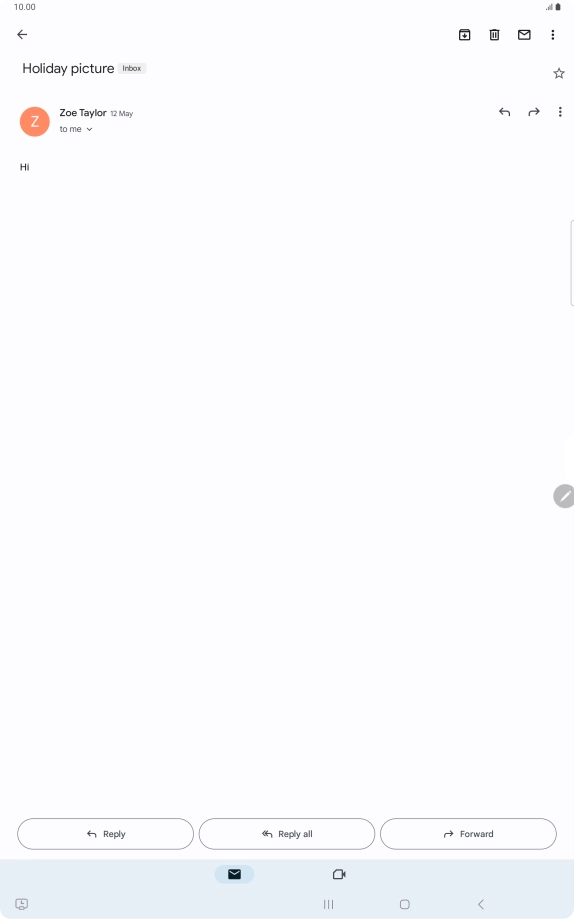If an application is open on your tablet, such as a Mail, you can also use the functions available here, e.g.: Reply to this email.
