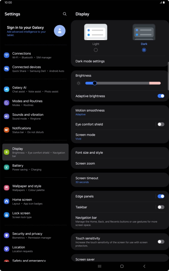 Press Dark mode settings.