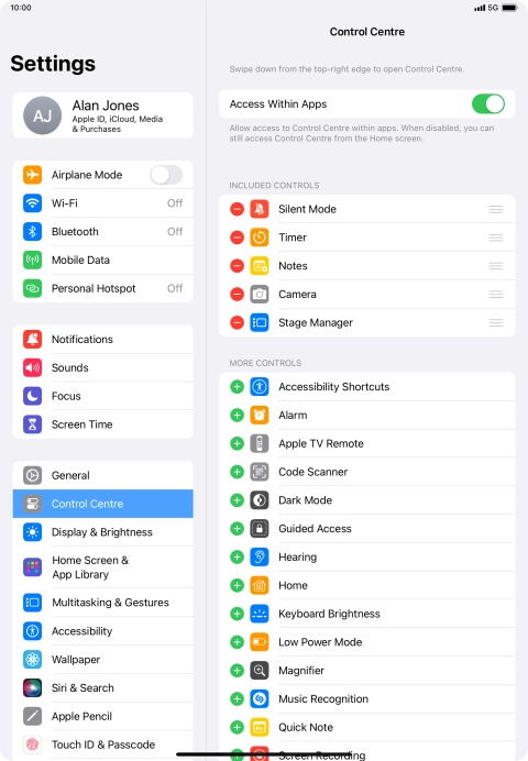 Press the indicator next to 