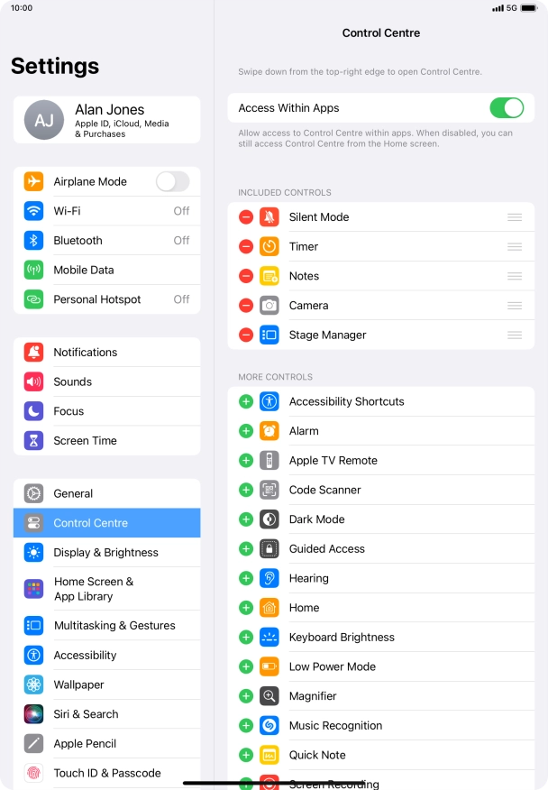 Press the indicator next to 