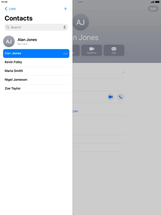 Press the required contact.