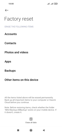 Press Erase all data.