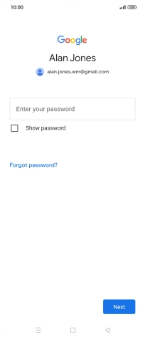 Press Enter your password and key in the password for your Google account.