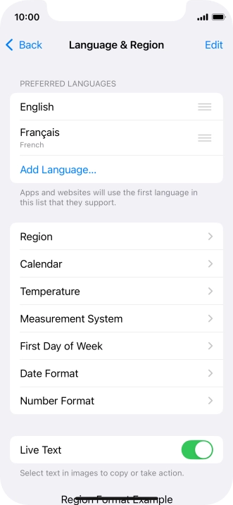 To subsequently select another language as the default language, press the move icon next to the required language and drag it to the top of the list.