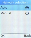 If you want to select a network automatically, select Auto. If you want to select a network automatically, select Auto.