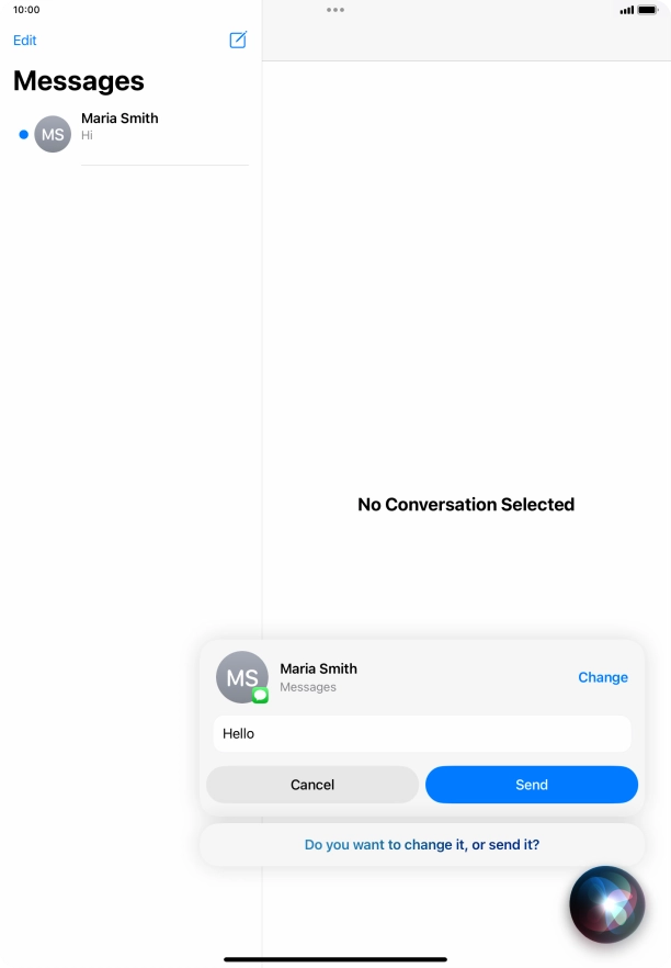 If an application is open on your tablet, such as a Mail or Messages, you can also use the functions available here, e.g.: REPLY [text].