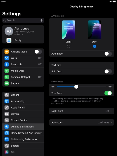Press the indicator next to 