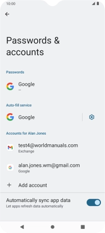 Press the required account.