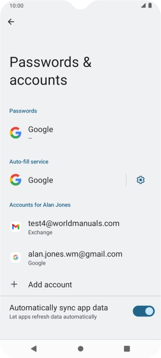 Press the required account.