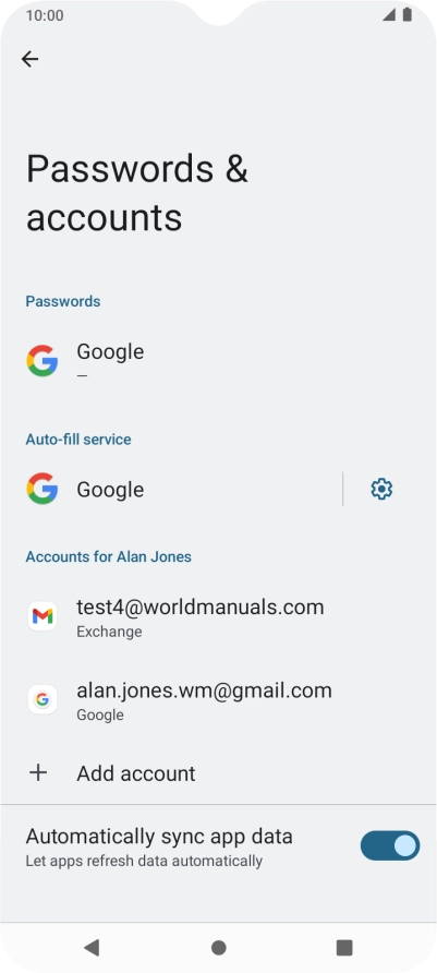 Press the required account.