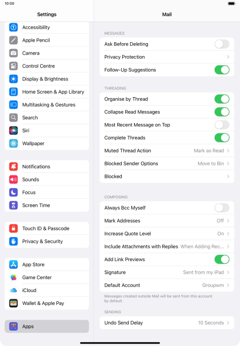 Press Default Account.