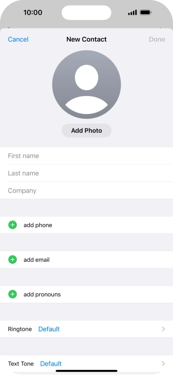 Press First name and key in the first name.