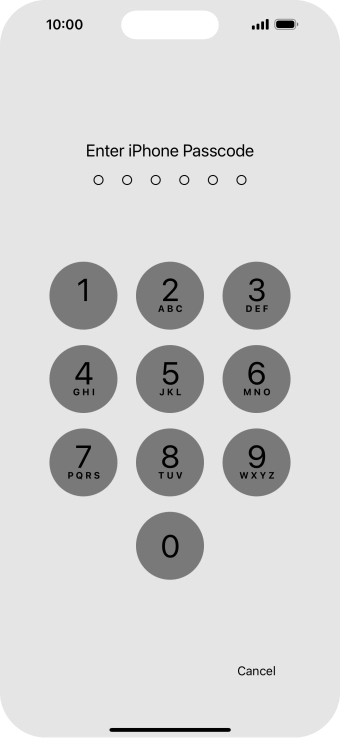 Use the phone lock code you created.