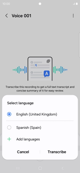 Press the recorded language.