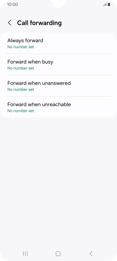 Press the required divert type.