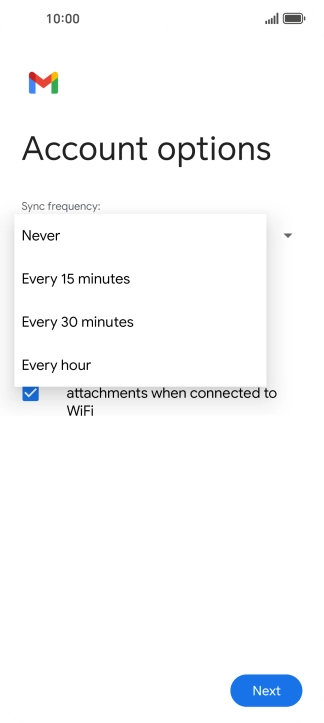 Press the required setting.