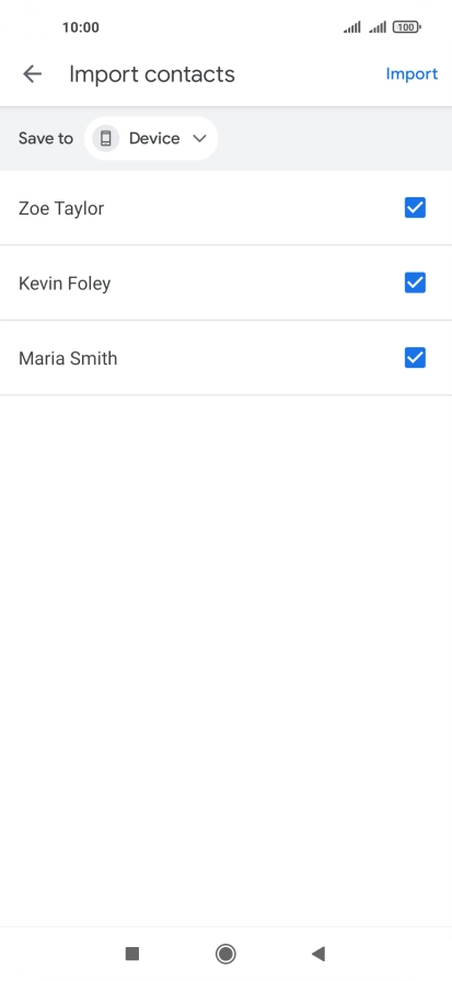 Press the fields next to the required contacts to select them.
