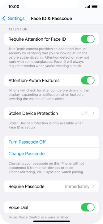 Press Turn Passcode Off and key in the phone lock code.