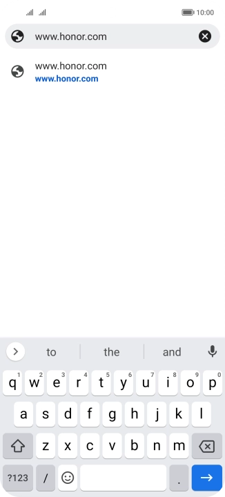 Key in the address of the required web page and press arrow right.