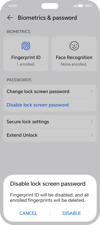 Press DISABLE. Press DISABLE.