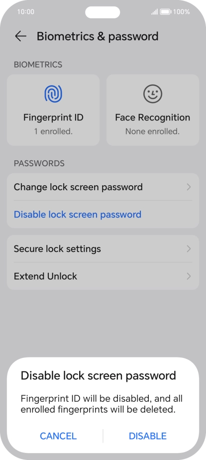Press DISABLE. Press DISABLE.