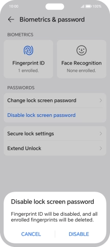 Press DISABLE. Press DISABLE.