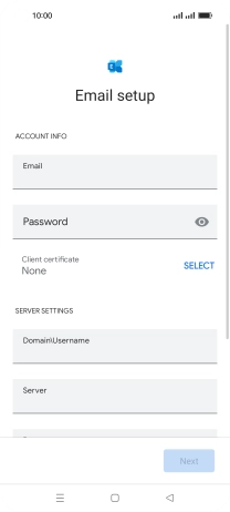 Press Password and key in the password for your email account.