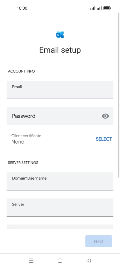 Press Password and key in the password for your email account.