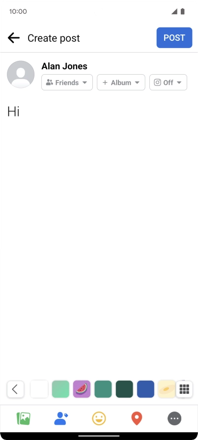 Write the required text and press POST.