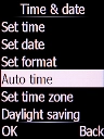 Select Auto time and press the Left selection key.