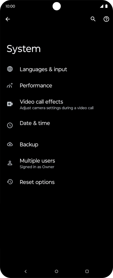 Press Reset options.