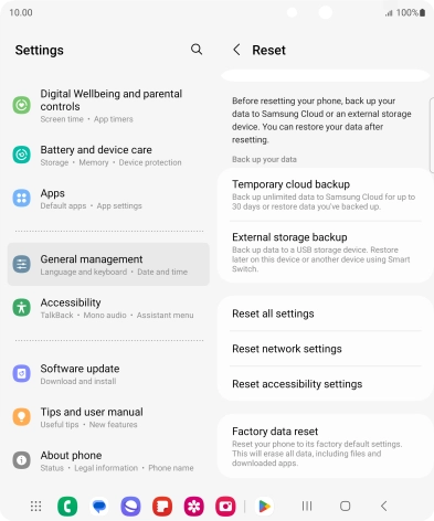 Press Factory data reset.