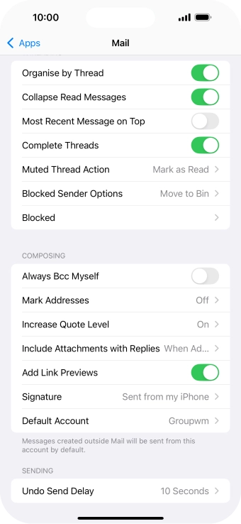 Press Default Account.