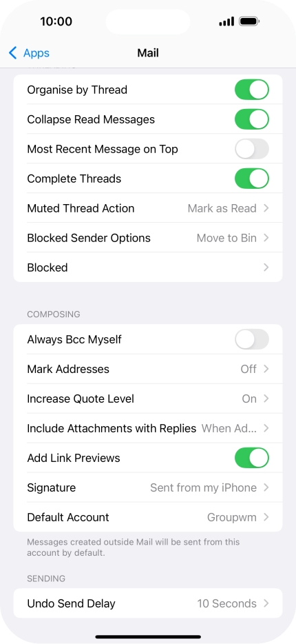 Press Default Account.