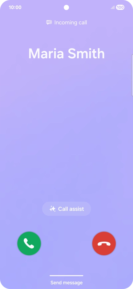 Press and drag the accept call icon right.