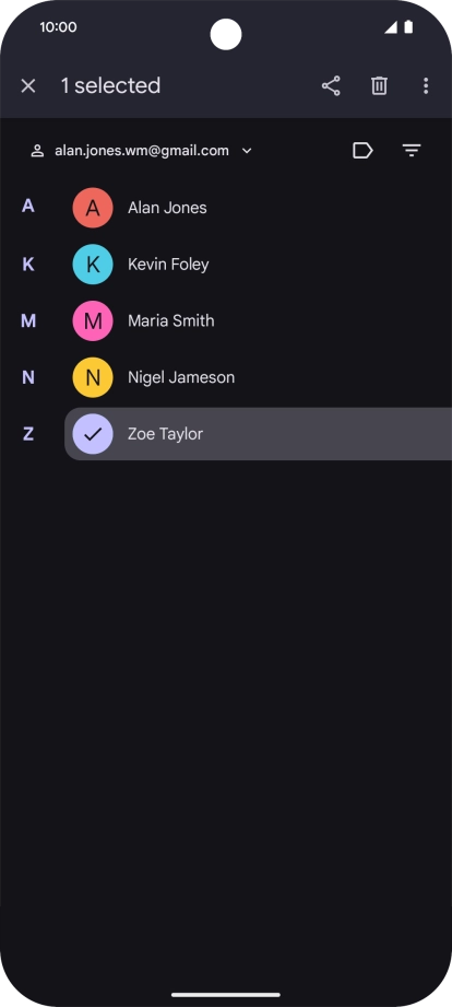 Press the required contact.