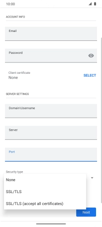 Press the required setting.