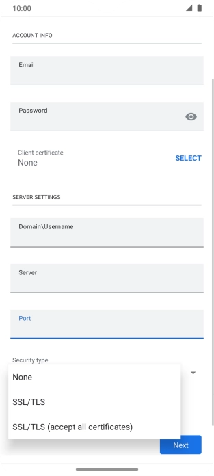 Press the required setting.