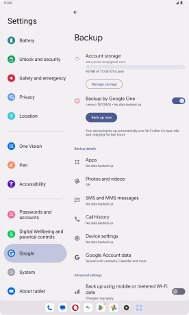 Press Back up now and wait while the memory is backed up.