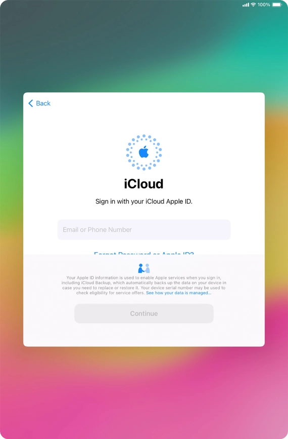 Press Email or Phone Number and key in the username for your Apple ID.