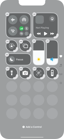 Press Add a control and follow the instructions on the screen to add the required function to Control Centre.