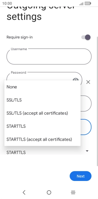 Press SSL/TLS. Press SSL/TLS.